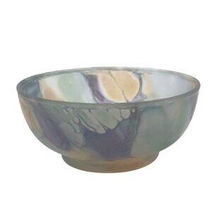 Vintage Multicolor Frosted Glass Watercolor Tie Dye Bowl France Arcoroc 70s